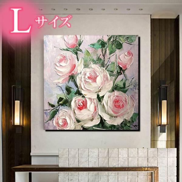 花の絵　日本画　アートパネル　インテリア　花の絵（白薔薇） 花の絵日本画アートパネルインテリア白薔薇