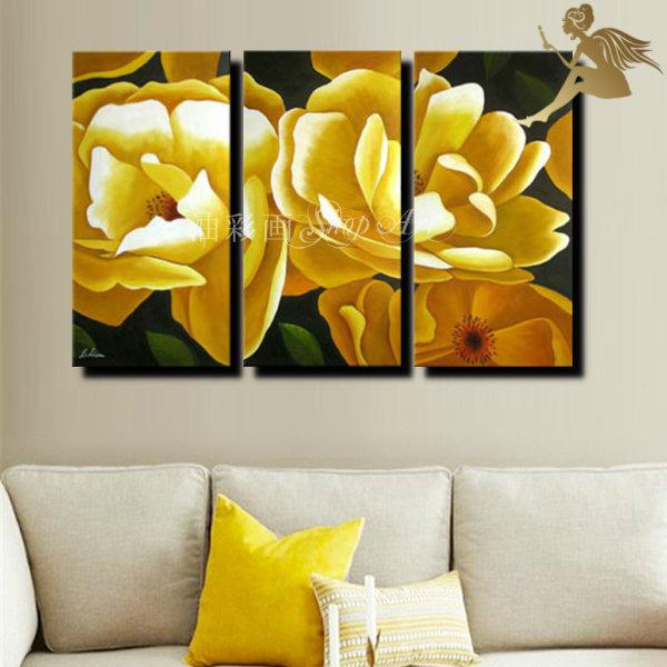 絵画 壁掛け 油彩 油絵 風景 花 モダン アートパネル インテリア 手書きの油彩画 ３枚セット 黄色い花と緑の葉っぱ W00 油彩画shop Art 通販 Yahoo ショッピング