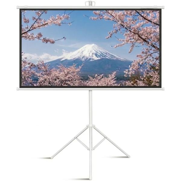 プロジェクタースクリーン 72インチ 16:9 自立式 壁掛け 携帯型 ロール式 屋内屋外兼用 UneMeet