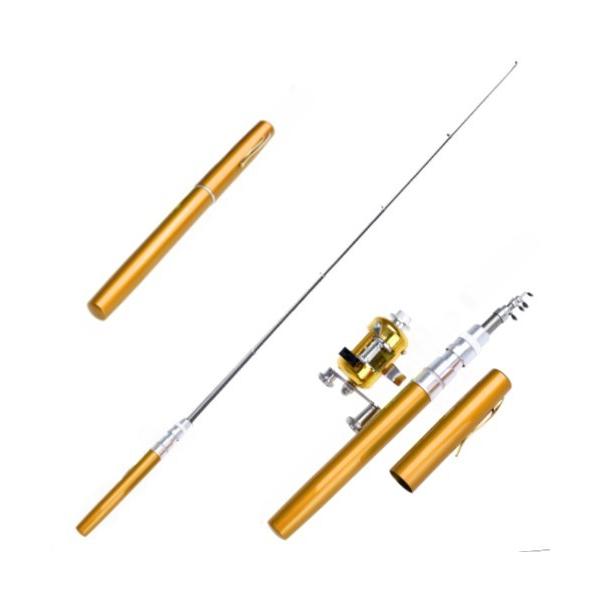 並行輸入品】ペン型携帯釣竿 コンパクトロッド&リール ゴールド