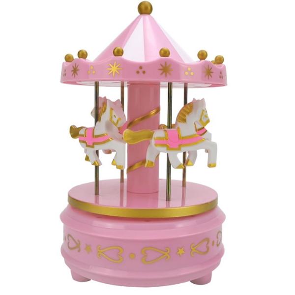 メリーゴーランド オルゴール 《ピンク》 回転木馬 プレゼント ケーキ デコレーション おしゃれ かわいい インテリア .