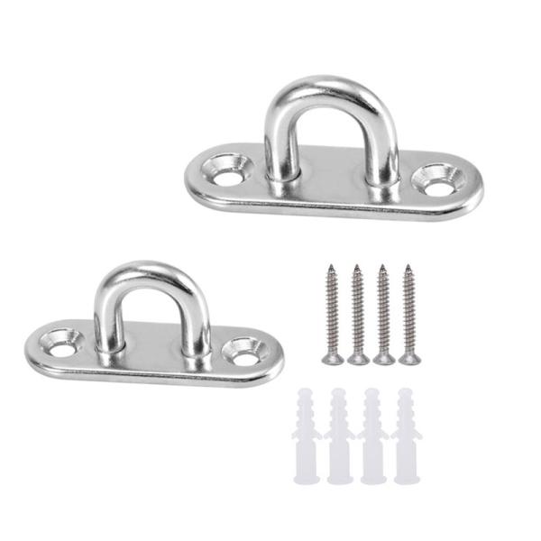 【並行輸入品】ステンレス パッドアイ 2個セット 45x15mm 長方形 アイプレート 固定金具 フック ._