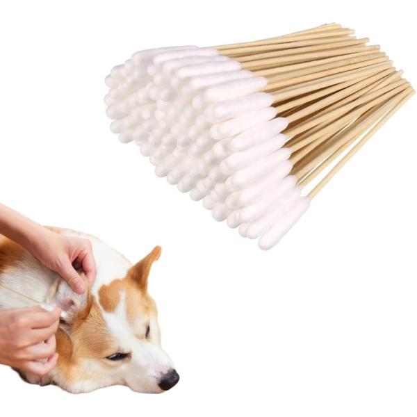 【並行輸入品】犬 猫 ペット用 綿棒 100本セット 犬用綿棒 長い 耳掃除用 耳ケア用 .