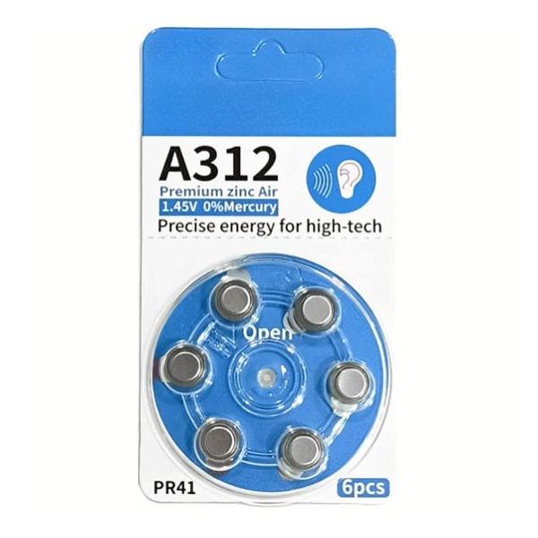 並行輸入品】補聴器用 空気亜鉛電池 PR41(312) 6個入り 1.45V . : うめ