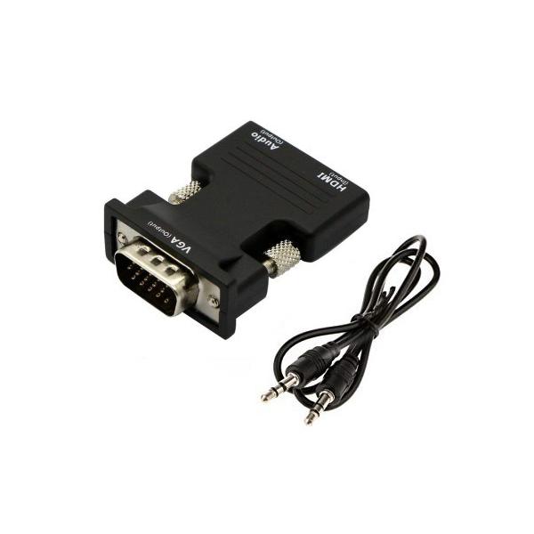 HDMI to VGA 変換アダプタ ビデオアダプタ 音声出力 3.5mmケーブル付き (ブラック) _