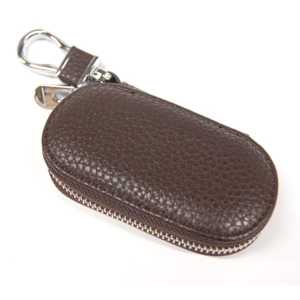 スマートキーケース ラウンドファスナー 《ブラウン》 PUレザー