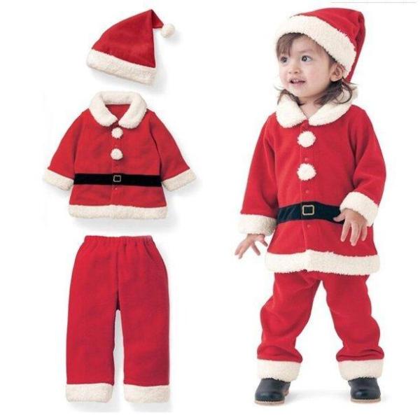 クリスマス サンタ カバーオール サイズ80~130cm帽子付き 子供 サンタクロース サンタ コスプレ赤ちゃん キッズ 衣装 ベビー服 男の子