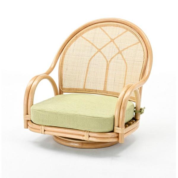 籐 回転座椅子 ロータイプ イス チェア 座椅子 S360 完成品 ラタン