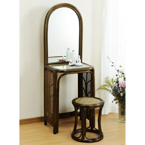 ラタン製ドレッサー・鏡台 総ラタンのドレッサー 鏡台 ミニサイズ 総ラタンのドレッサー 鏡台