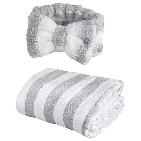 ●吸水力抜群なヘアドライタオルとヘアバンドの2点セットです。●サイズ： ［ヘアバンド］（約）W170×D95×H40mm、［ヘアドライタオル］（約）W1000×H400mm●重量： ［ヘアバンド］（約）45g、［ヘアドライタオル］（約）13...