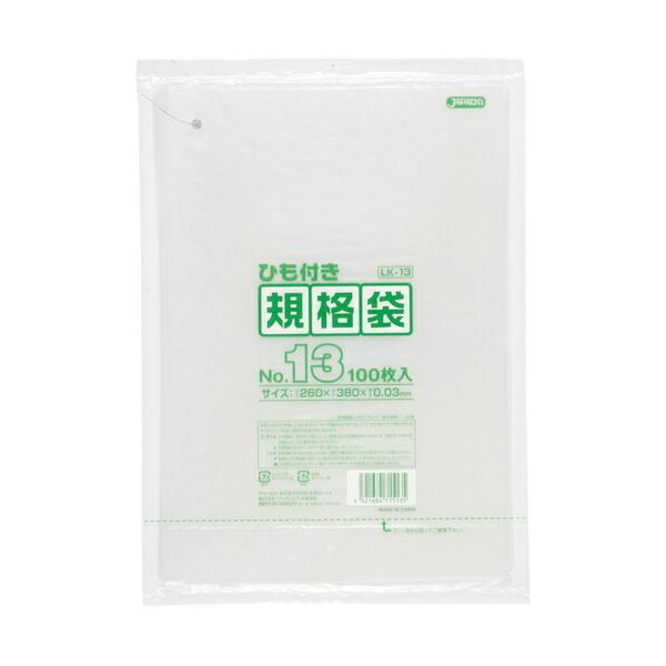 特長●LLDPEひも付き規格袋13号サイズ。0.030厚の薄肉タイプなので経済的です。メタロセン配合で強度UP。用途に合わせて8号から20号まで選べます。仕様●縦(mm)：260●横(mm)：380●厚さ(mm)：0.03●色：透明材質●L...