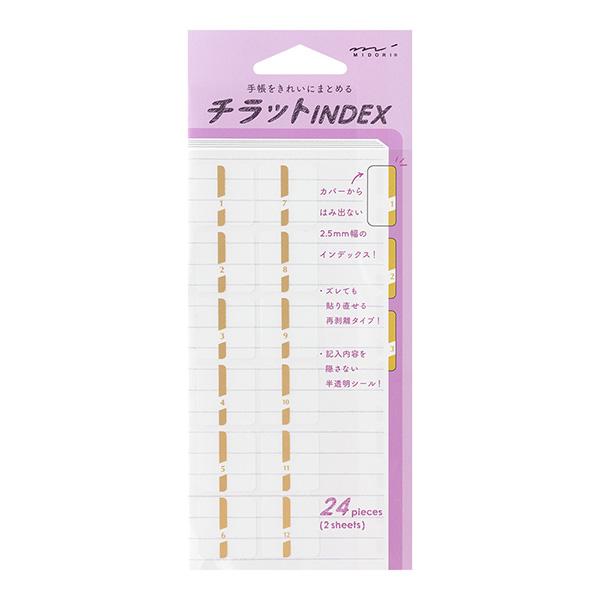 【メール便対応】デザインフィル　ミドリ　チラットインデックスラベル 数字　金　【品番：82320006】