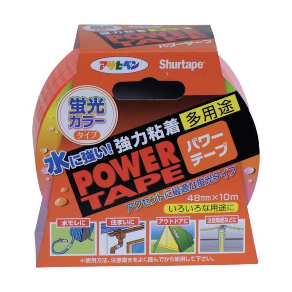 アサヒペン　粘着テープ パワーテープ 48mm×10m 蛍光オレンジ/T106　【品番：4970925602725】