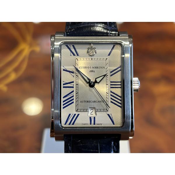 クエルボイソブリノス 腕時計 Cuervo y Sobrinos プロミネンテ クラシコ 正規商品 ネイビー Ref.1015-1RAB クエルボ・イ・ソブリノス 無金利分割も可能です