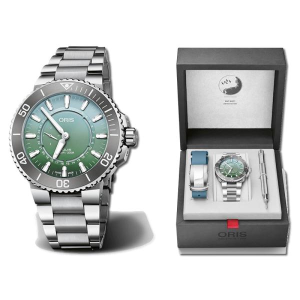 オリス 腕時計 ORIS 世界限定2,009本 ダットワット リミテッドエディション II 43.5mm グリーンのグラデーション文字盤 743 7734 4197-Set 送料無料 正規品