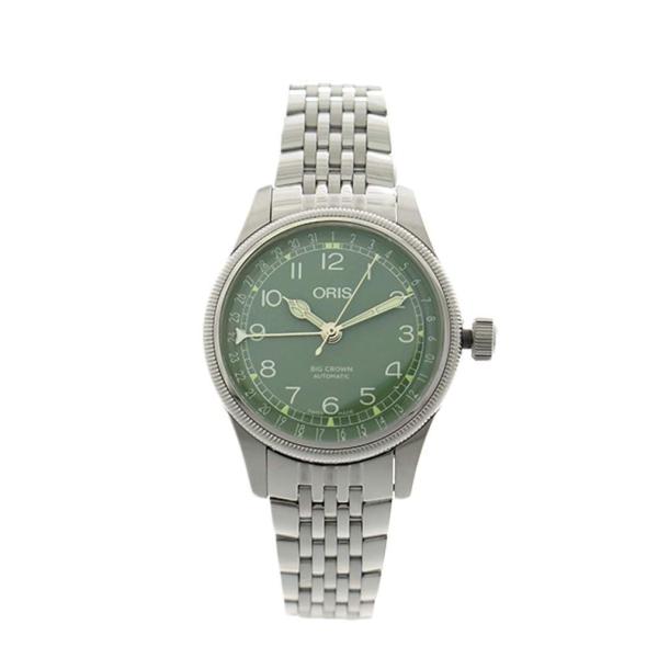 オリス 腕時計 ORIS 時計 ビッグクラウン ポインターデイト 36mm ビンテージボーイズサイズ ライトグリーン 文字盤 腕時計 75477494067M メタルブレスレット
