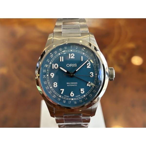 オリス 時計 ビッグクラウン ポインターデイト 40mm メンズサイズ ブルー文字盤 腕時計 754 7798 4065-07 8 20 06（ブルー）