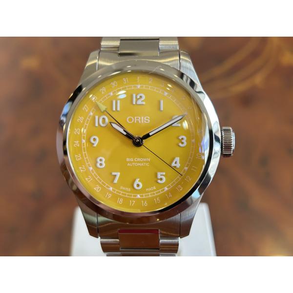 オリス 時計 ビッグクラウン ポインターデイト 40mm メンズサイズ イエロー文字盤 腕時計 754 7798 4069-07 8 20 06（イエロー）