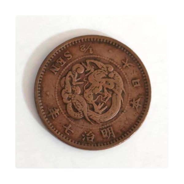 ◆半銭銅貨 明治7年(1874) 角ウロコ 美品年号：明治7年(1874)品位：銅980／錫10／亜鉛10量目：3.56g直径：22.20mm状態：美品／経年による多少のキズ、すれ、汚れ等があります。※画像はサンプルです。画像と同程度の商品...