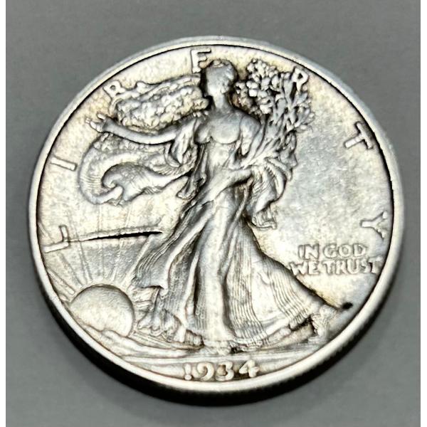 アメリカ 50セント 銀貨 ハーフダラー ウォーキングリバティ 1934年
