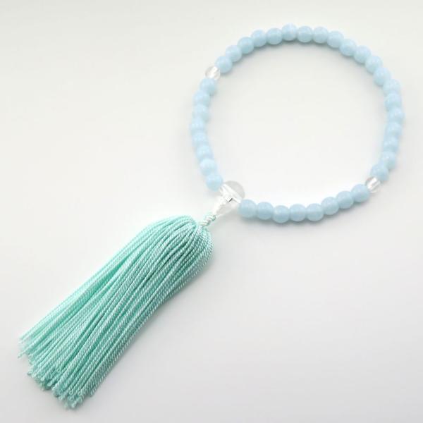 数珠は内周２０cm前後です。身長145cmまでぐらい。2歳〜小学生くらいまでのお子様に丁度良いサイズにお作りしました。素材：丈夫なアクリル玉使用親珠：丸珠（約10.02ミリ）　　主珠：丸珠（約6.42ミリ）　　天珠：丸珠（約5.40ミリ）内...