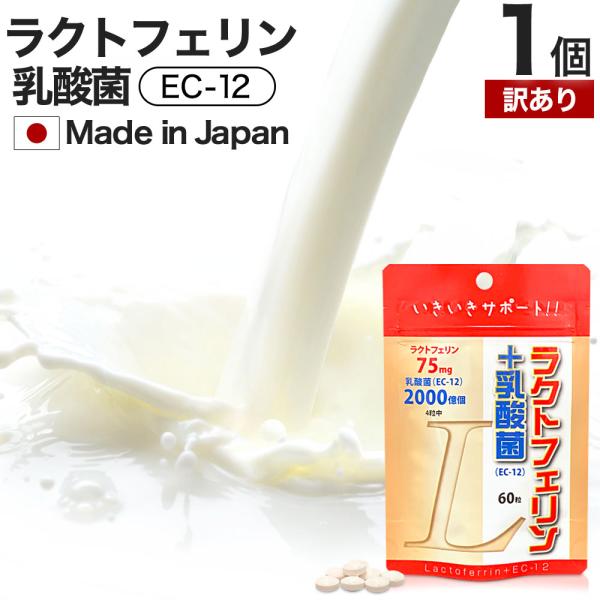 訳あり ラクトフェリン ラクトフェリンサプリ 乳酸菌 腸活 サプリ アウトレット 60粒 約15〜30日分 賞味期限2028年9月以降 送料無料 メール便