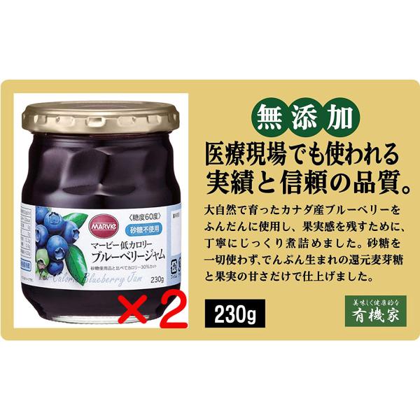 マービー低カロリーブルーベリージャム230g ２個セット 糖度５０度 一般的なジャムは６５度以上です 砂糖不使用 K A 2 有機家 通販 Yahoo ショッピング