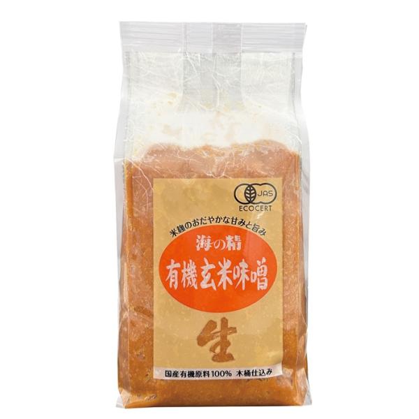 海の精 有機玄米味噌 １ｋｇ 国産100％　伝統海塩「海の精」使用  国産有機大豆  風味よく甘みがある 木桶で1年以上長期熟成