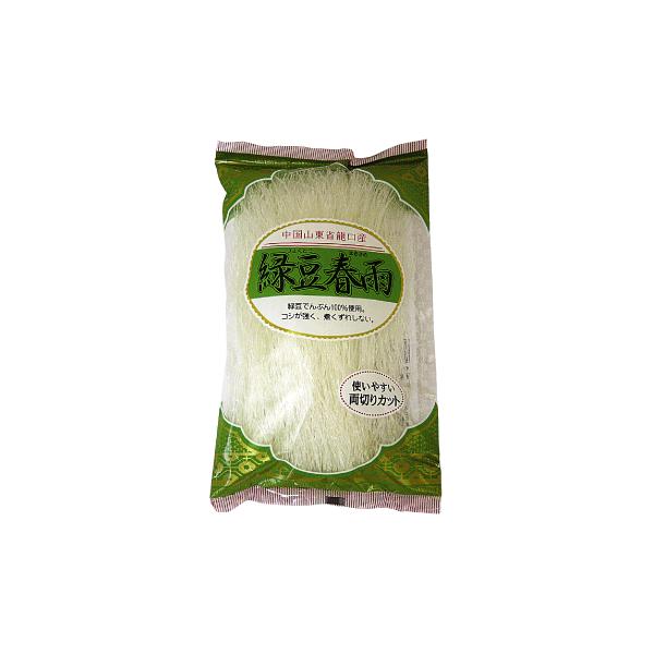 コシが強く煮くずれない■ミョウバン等無添加最高品質といわれる中国山東省龍口産の緑豆を100％使用熱に強く、長時間煮ても煮くずれない。使いやすい両切りカットタイプ■コシが強く、のどごしがよい■鍋物、酢の物、炒め物、サラダなどに緑豆でんぷん（中...