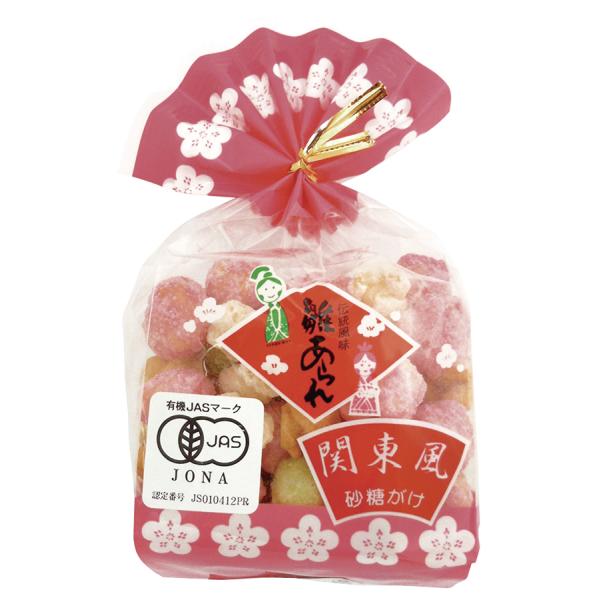 国内産有機もち米使用　合成着色料不使用・有機JAS認定品・抹茶(緑色)、有機砂糖(乳白色)、紫芋(桃色)、醤油(茶色)と多彩で自然な味わいを楽しめる・ひな祭りのお祝いに■2月限定品○原材料：有機もち米(宮城産)、有機砂糖(ブラジル産)、紫芋...