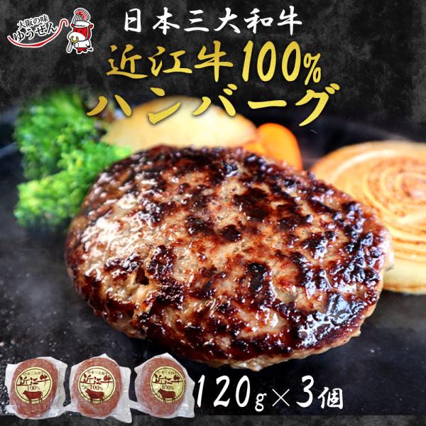 無添加 近江牛100%ハンバーグ 120g ×3個 肉 牛肉 惣菜 冷凍 おかず グルメ 無添加 惣菜 高級 和牛 お取り寄せ 冷凍 爆買