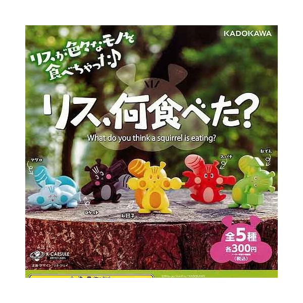 リス、何食べた 全5種+ディスプレイ台紙セット -セール品- KADOKAWA ガチャポン ガチャガチャ ガシャポン