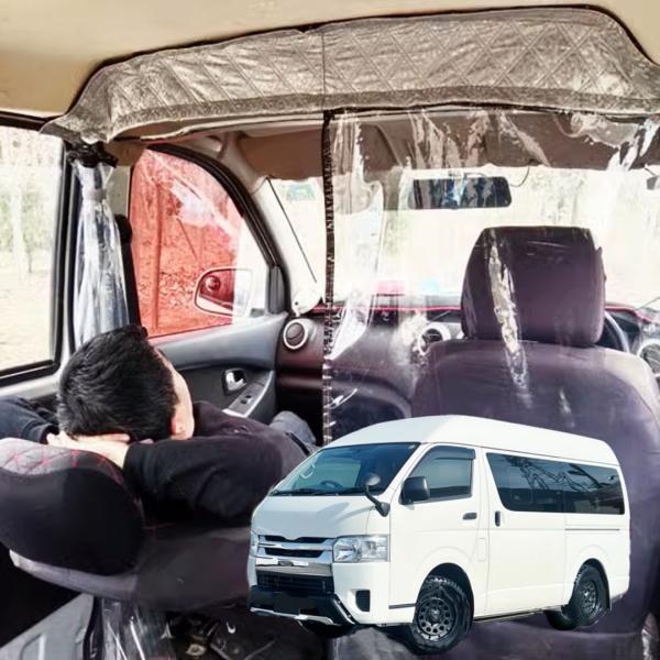 悠々ホーム 車内間仕切りカーテン  ハイエース DX 標準ボデイ ハイルーフ専用 透明 エアコン効率 T型両面ジッパー ビニールカーテン ハイエースバン