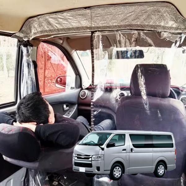 悠々ホーム 車内間仕切りカーテン  ハイエース DX 標準ボディ 標準ルーフ 透明 エアコン効率 T型両面ジッパー ビニールカーテン ハイエースバン 標準ルーフ専用