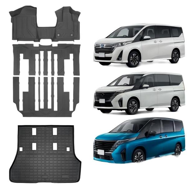 悠々ホーム カーマット 車用フロアマット ニッサン セレナ C28 epower ガソリン 8人乗り 2023年1月〜現行専用 4枚セット 防水 TPE素材 滑り止め(SERENA C28)