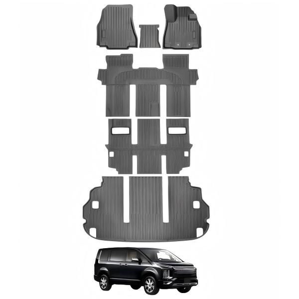 悠々ホーム カーマット 車用フロアマット 三菱デリカD5 19-25現行専用  7人乗り DelicaD5 CV1W ラゲッジトレイ 6枚セット 防水 TPE素材 滑り止め 高耐久