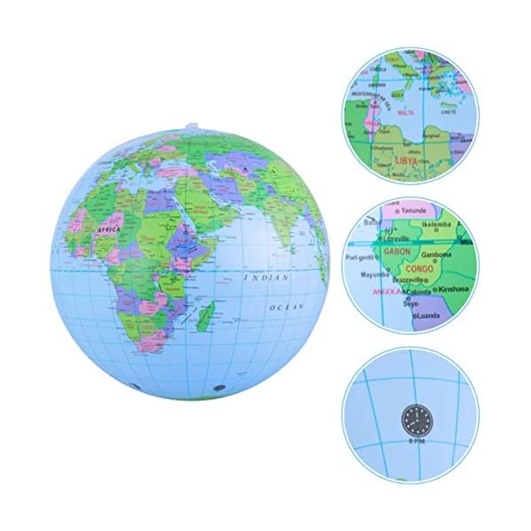 Lanito 地球儀 ビーチボール型 地球儀 地球風船 英文表記 世界地図 空気入れのおもちゃ ラーニングリソーシズ 子供用 学習 球径30cm