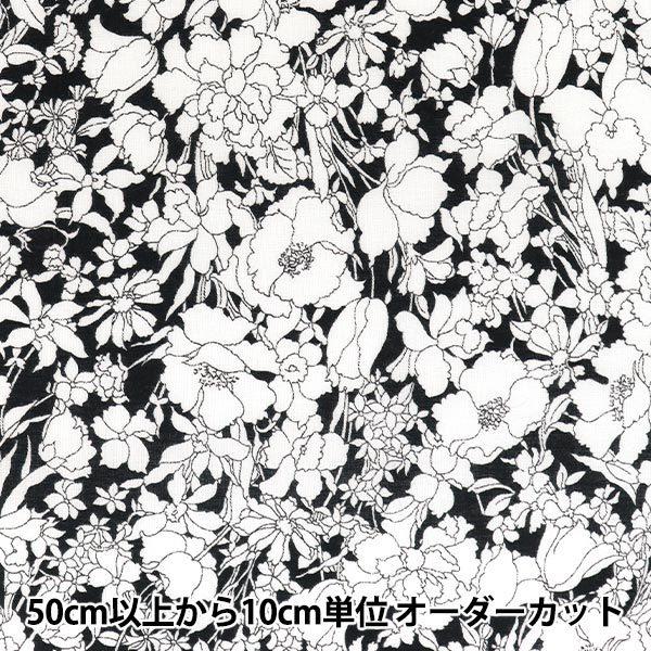 数量5から】 生地 『60ローン コットンローン 小花 ブラック』 : 113 