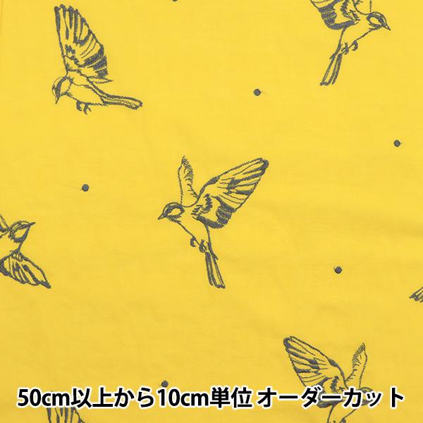 数量5から】 生地 『echino刺繍 綿麻シーチング 鳥柄 EKX97600-601A