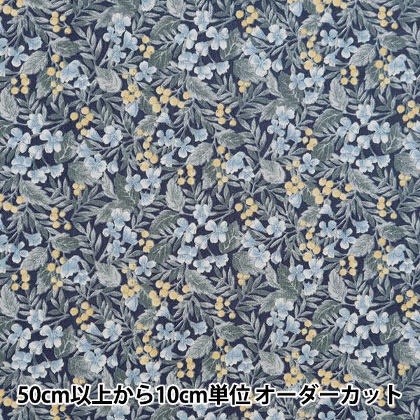 数量5から】 生地 『スケア ボタニカルベリーフラワー ネイビー 850443