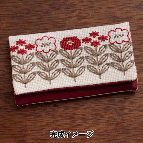 刺しゅうキット最大30 オフ ルシアン 刺しゅうキット 地ざしカードケース 2307 赤い花のサンプラー Lecien 刺繍キット 地 ユザワヤ 通販 Paypayモール