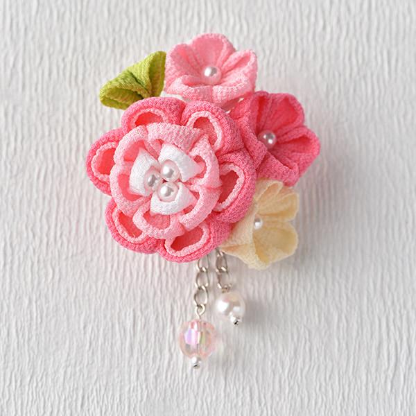 手芸キット 『タカギ 彩花ブローチ ピンク色 LH-413 アクセサリー ブローチ 京ちりめん つまみ細工