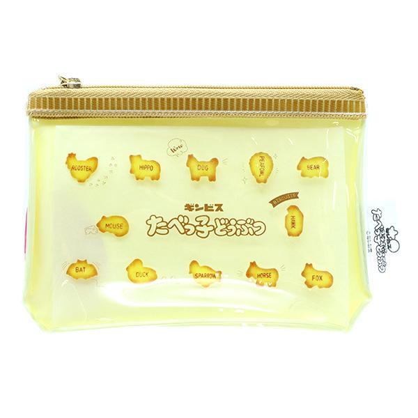 ロングセラー、たべっ子どうぶつのビスケット柄デザインがかわいい♪持ち歩きに便利なポーチです![菓子 クッキー ビスケット おやつ 文房具]◆材質:PVC◆サイズ:約W130×H100×D5mm◆重量:15g