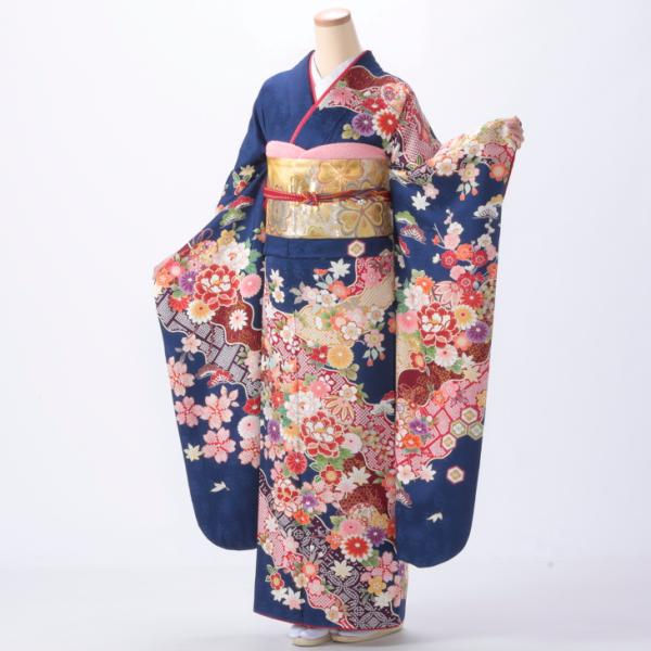 楽天市場】【レンタル】【成人式】振袖 フルセット Lサイズ 青 - 着物 