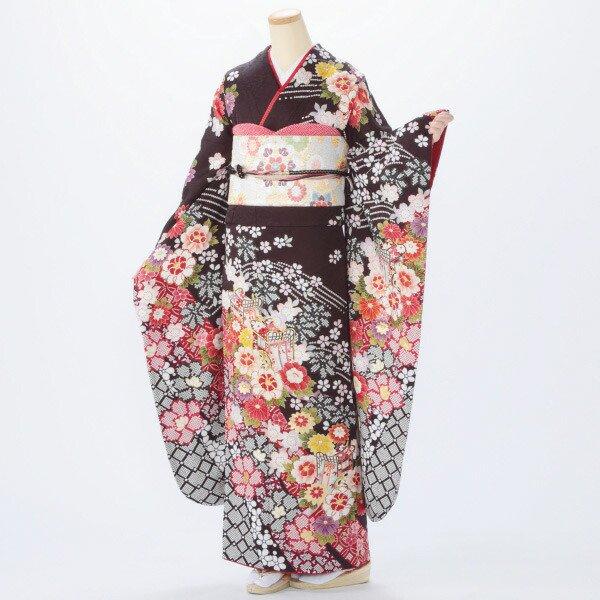 京都きもの友禅 振袖 中古 フルセット 成人式 Lサイズ 古典 茶系 京都きもの友禅 振袖 中古 フルセット 成人式 Lサイズ 古典 茶系