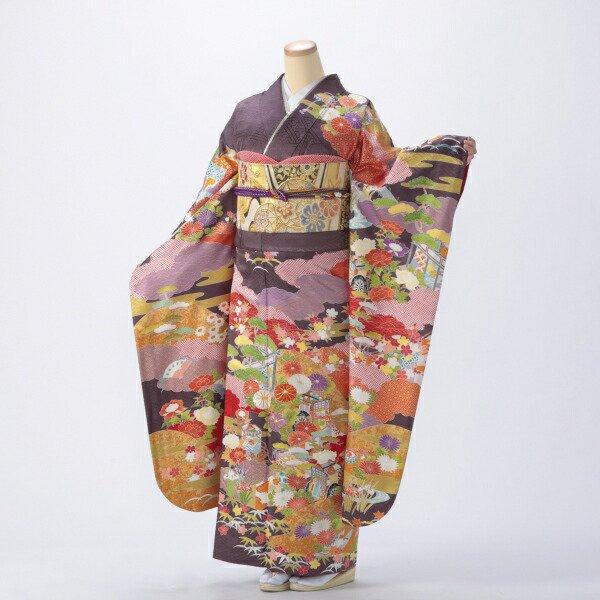 ぷ*ー様 ✿京都きもの友禅　振袖 フルセット　新品未使用　トールサイズ(正絹/金 京都きもの友禅 振袖 中古 フルセット 成人式 Lサイズ 古典 茶系 着物