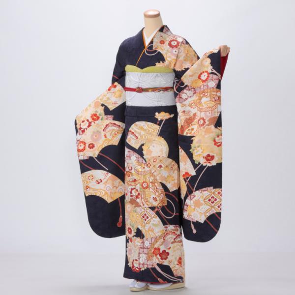 京都きもの友禅 振袖 中古 フルセット 成人式 Mサイズ 古典 青・紺系