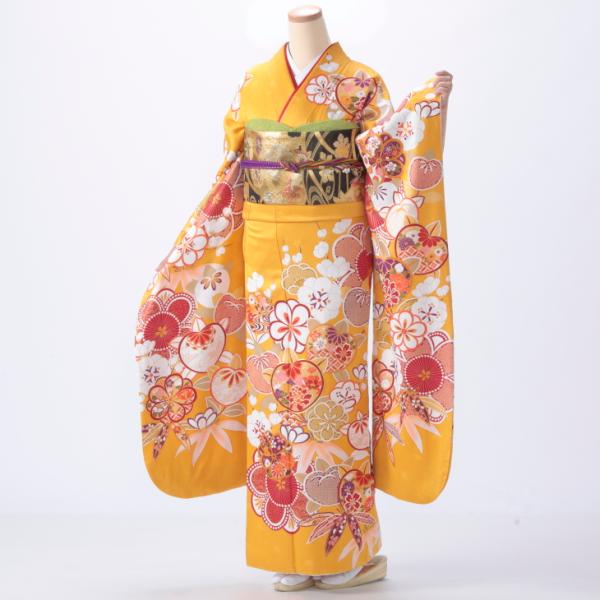 ぷ*ー様 ✿京都きもの友禅　振袖 フルセット　新品未使用　トールサイズ(正絹/金 京都きもの友禅 振袖 中古 フルセット 成人式 Lサイズ 古典 からし・黄