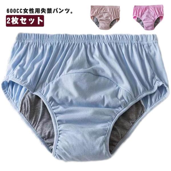 2枚セット 尿漏れパンツ 女性用 失禁パンツ 600cc 軽度失禁 中度失禁重度失禁 軽失禁 介護パンツ パッド付き 尿失禁 尿モレ 尿漏れ パンツ