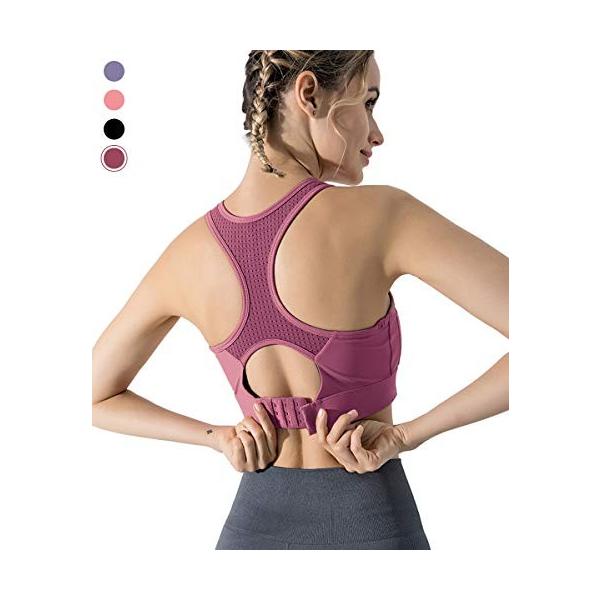 スポーツブラ 一体型 揺れない 現品 ハイサポート ヨガブラ 吸汗速乾 後ろホックタイプ ノンワイヤー レディース